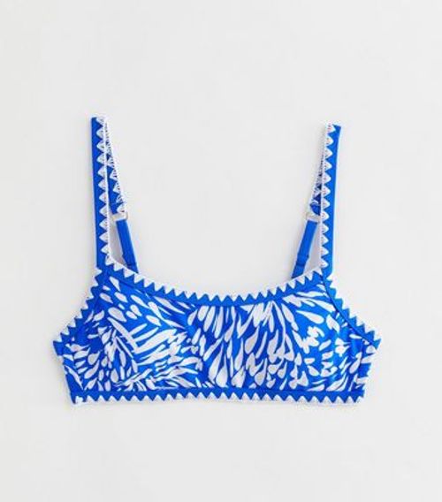 Blue Animal Print Crop Bikini...