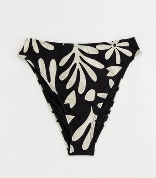 Black High Waist Leaf Print...