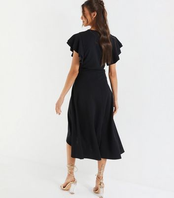 Buckle wrap cheap midi dress