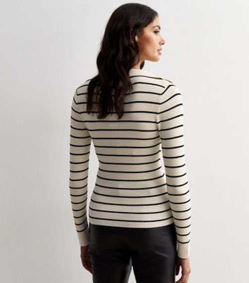 White Stripe Long Sleeve Polo...