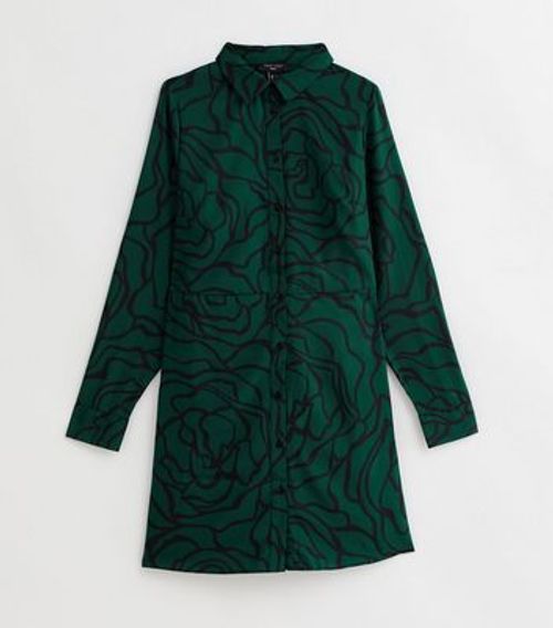 Tall Dark Green Floral Line...