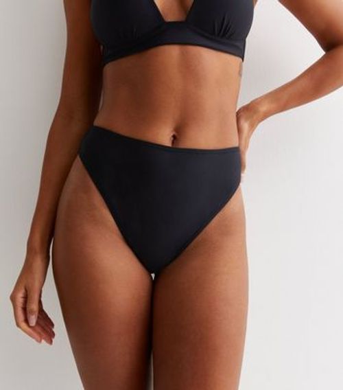 Black High Waist High Leg Bikini Bottoms