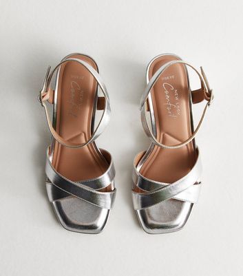 New look silver block hotsell heel sandals