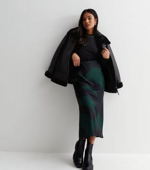 Petite A Line Satin Midi Skirt