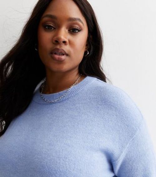 Curves Blue Knit Crew Neck...