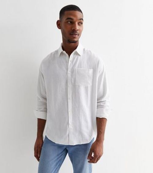 Men's White Linen Blend Long...