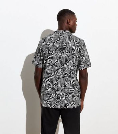 Men's Black Abstract Print...