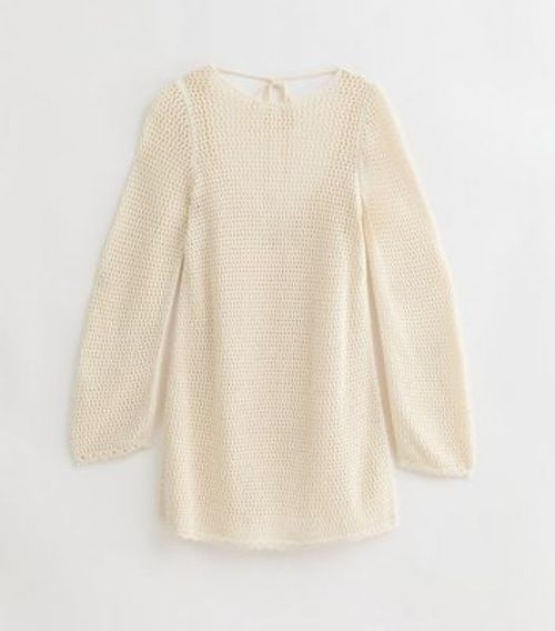 Cream Crochet Long Sleeve...