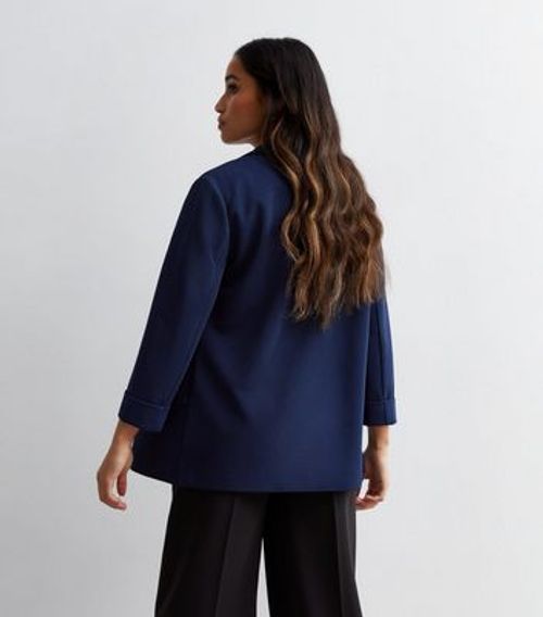 Petite Navy Ribbed 3/4 Sleeve...