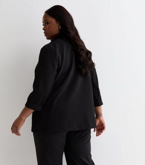 Curves Black Ribbed Blazer...