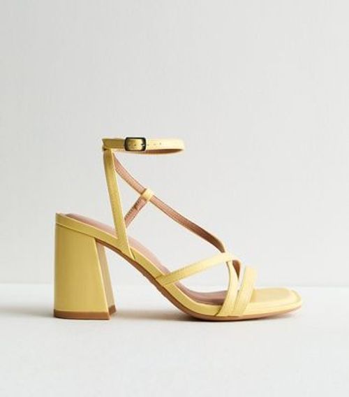 Yellow Strappy Block Heel...