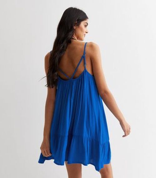 Blue Textured Strappy Tiered...