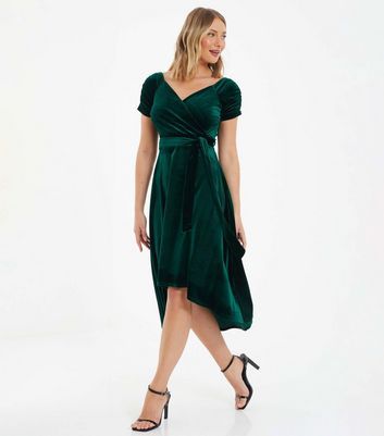 Quiz green sales velvet wrap dress