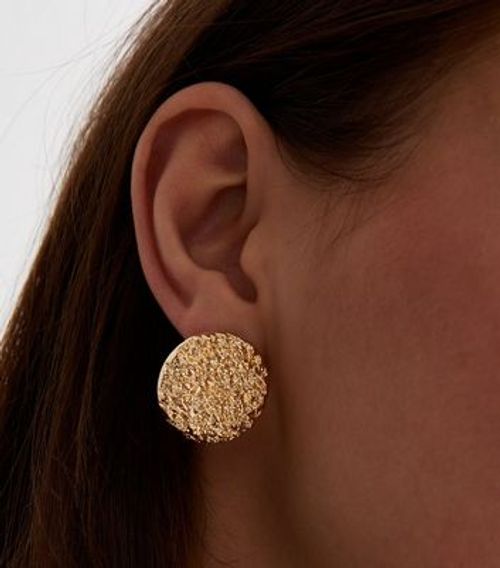 Gold Textured Circle Stud...