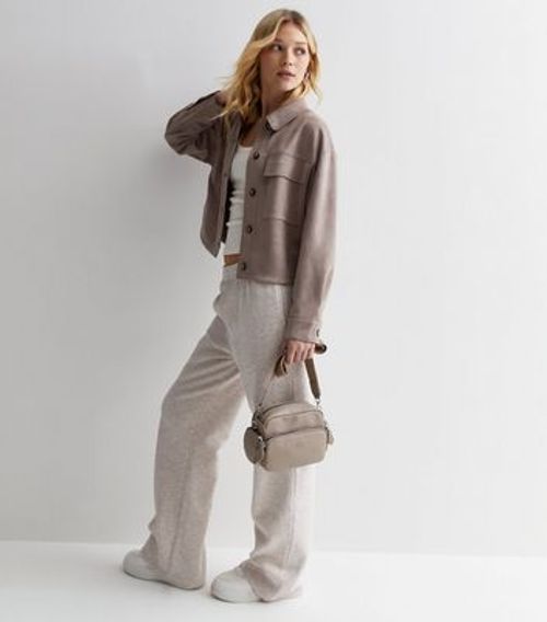 Mink Suedette Cropped Shacket...