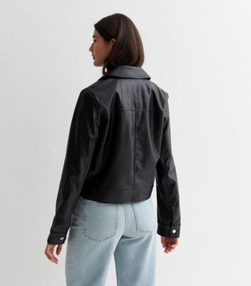 Black Leather-Look Jacket New...