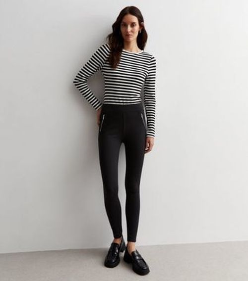 Black Leather-Look Ponte Leggings