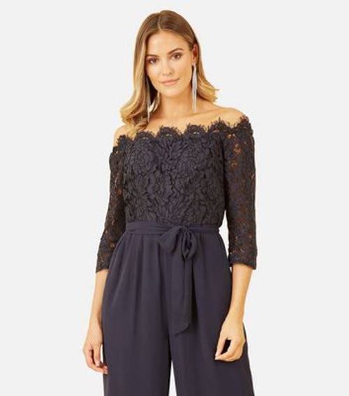 Yumi Navy Lace Bardot...