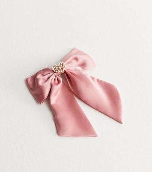 Pink Satin Faux Pearl Heart...