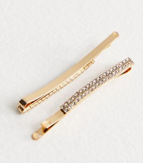 Gold Diamanté Hair Slides New...