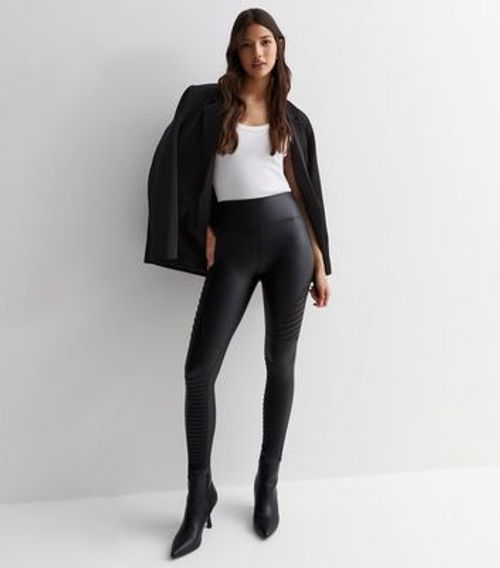 NEW LOOK Tall Black Leather-Look Leggings New Look for Women