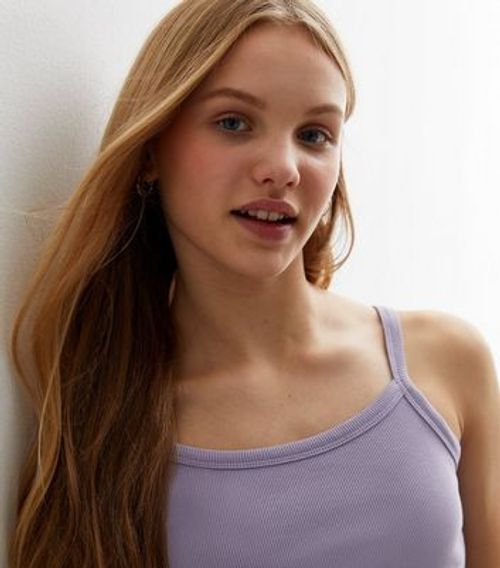 Girls Lilac Ribbed Crop Cami...