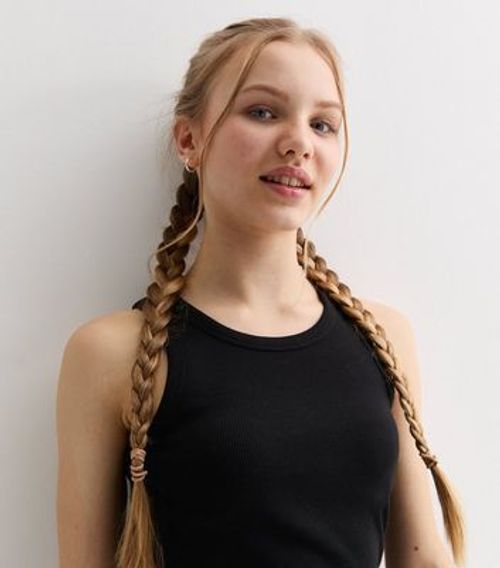 Girls Black Ribbed Racer Vest...