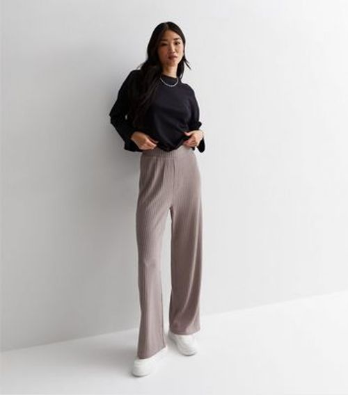 Mink Ribbed Knit Trousers New...