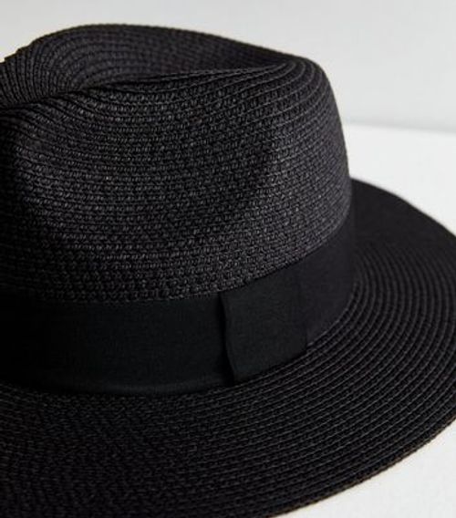 Black Straw Effect Fedora Hat...