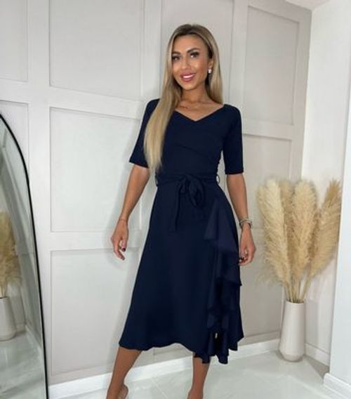 Missfiga Navy Ruffle Hem Midi...