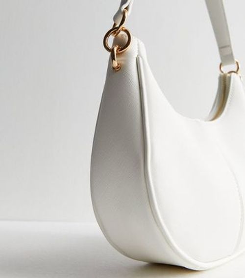 White Leather-Look Scoop...