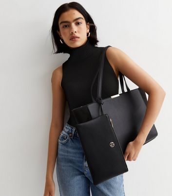 Black Clear Panel Plastic Handle Tote Bag New Look Compare