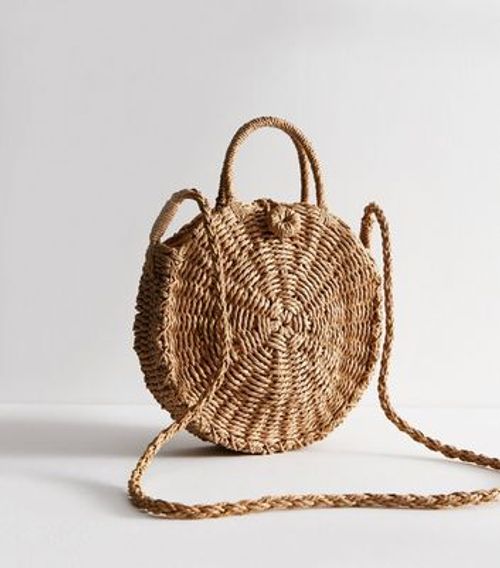 Brown Woven Circle Crossbody...