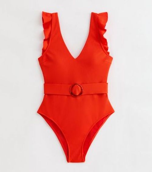 Red Ruched Side Swimsuit