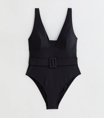 New look black belted on sale swimsuit