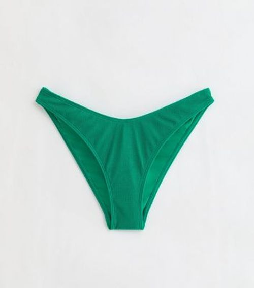 Green Crinkle V Front Bikini...