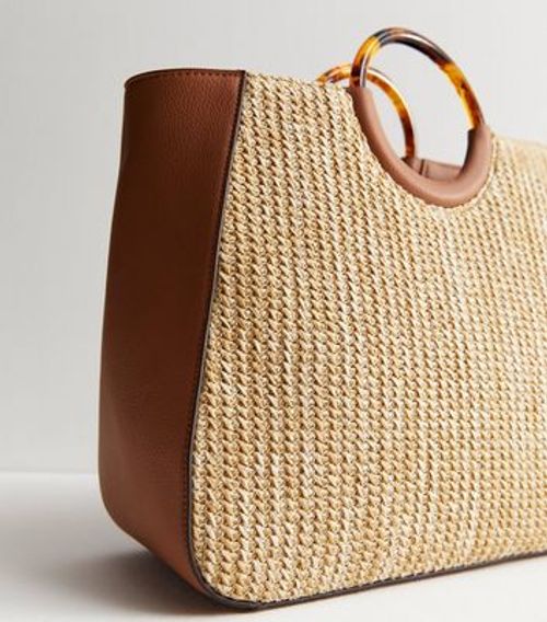 Tan Raffia Round Handle Tote...