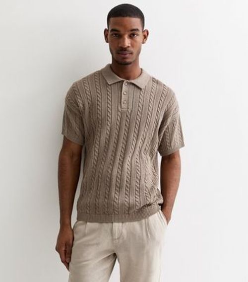 Men's Light Brown Cable Knit...