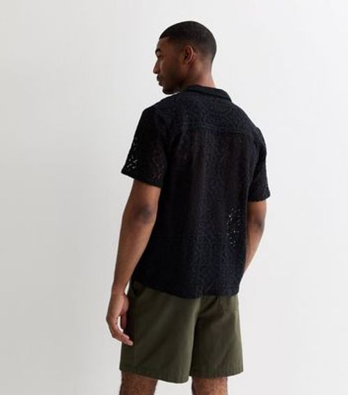 Men's Black Lace Short Sleeve...