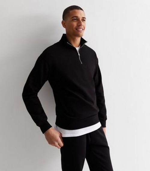 Men's Black 1/4 Zip Funnel...