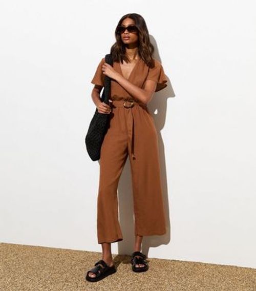 Rust Belted Wrap Wide Leg...