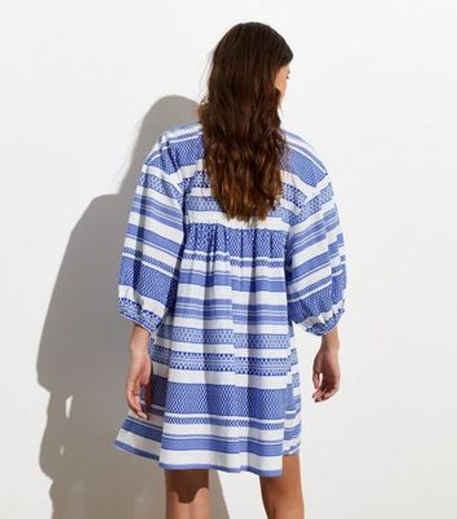 Blue Cotton Chevron-Stripe...