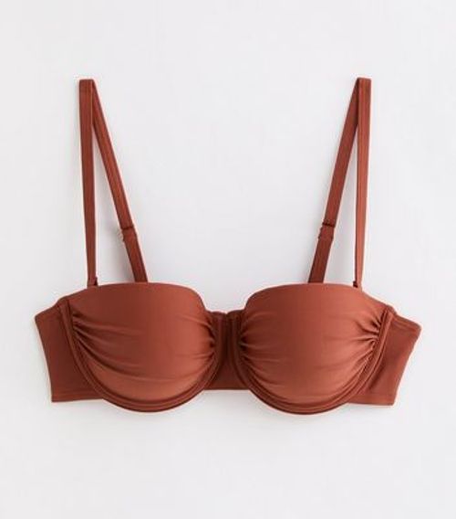 Rust Ruched Balconette Bikini...