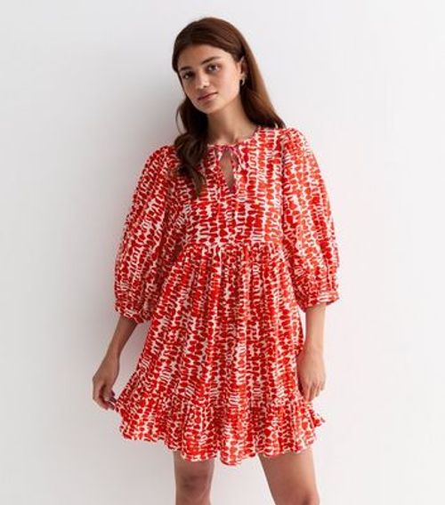 Red Abstract Print Tiered...