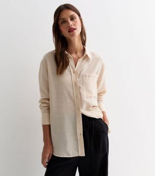 Stone Linen-Look Long Sleeve...