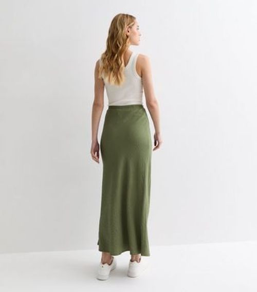 Khaki Textured Midi Skirt New...