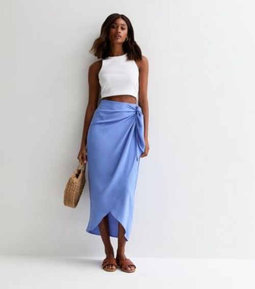 Light Blue Sarong Midi Skirt...