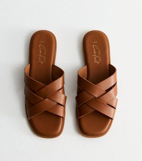 Tan Leather-Look Cross Strap...