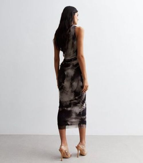 Dark Grey Tie Dye Ruched...