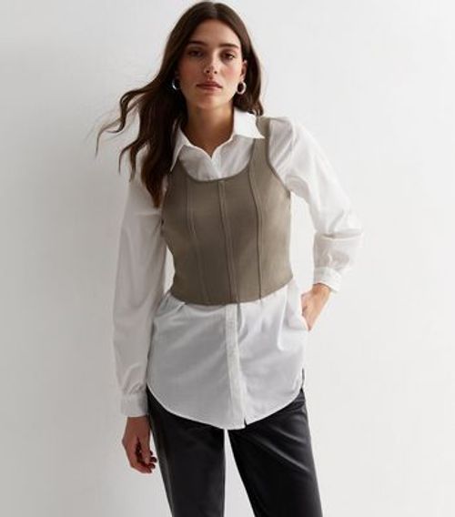 White 2 In 1 Corset Shirt New...